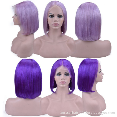 10A human hair red pink full lace frontal wigs pre plucked long bob wigs brazilian grey blue purple colored lace front wigs
